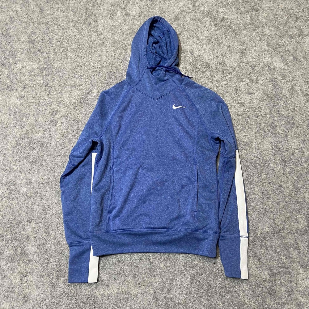 Nike Blue Dri‎ Fit Hoodie White Striped Sleeves Size Small